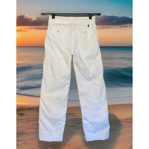 Polo‎ Ralph Lauren Pants Boys 7 White Straight Leg Flat Front Preppy Pony Logo